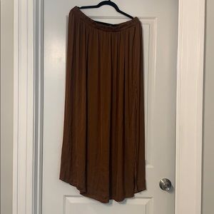 Brown Silk Maxi Skirt